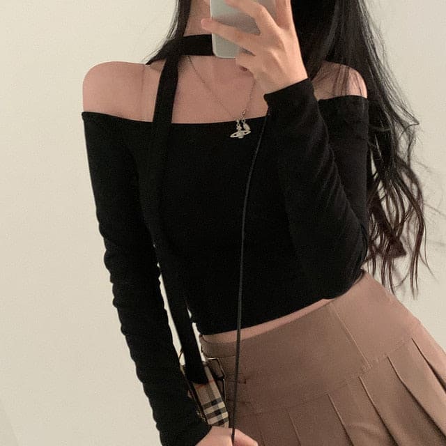 Tie Strap Off Shoulder Set 