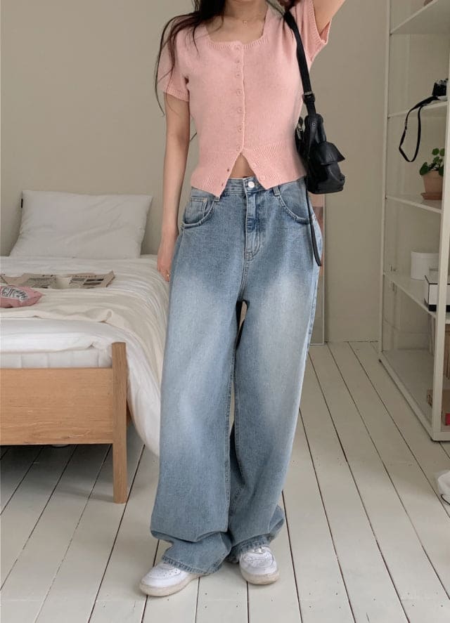 [Lazy Style] Pintuck Balloon Wide Denim