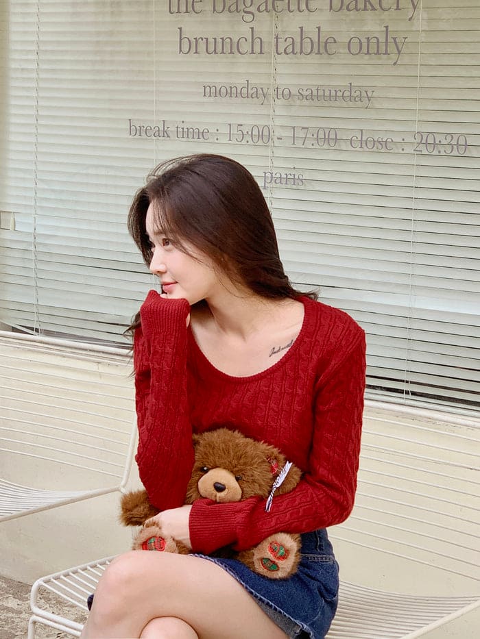 【🌷Soft】Pretzel Cable U-Neck Knit