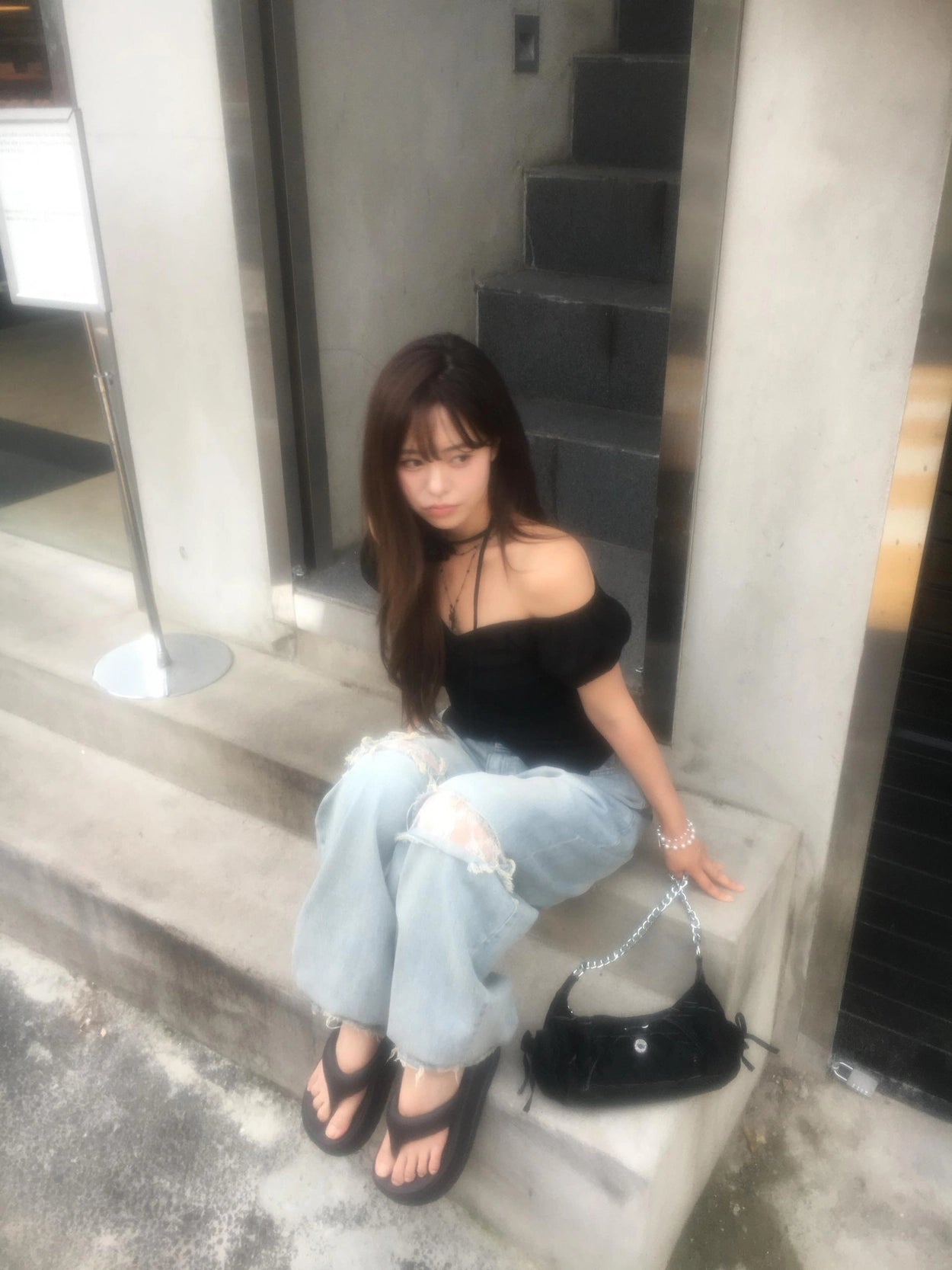 【OOTJ】Damaged Washing Wide Denim 