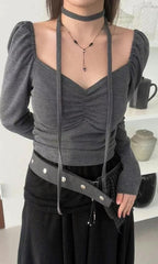 【🩶Sweet and Cool Hot Girl】Heart Shirring Scarf Set 