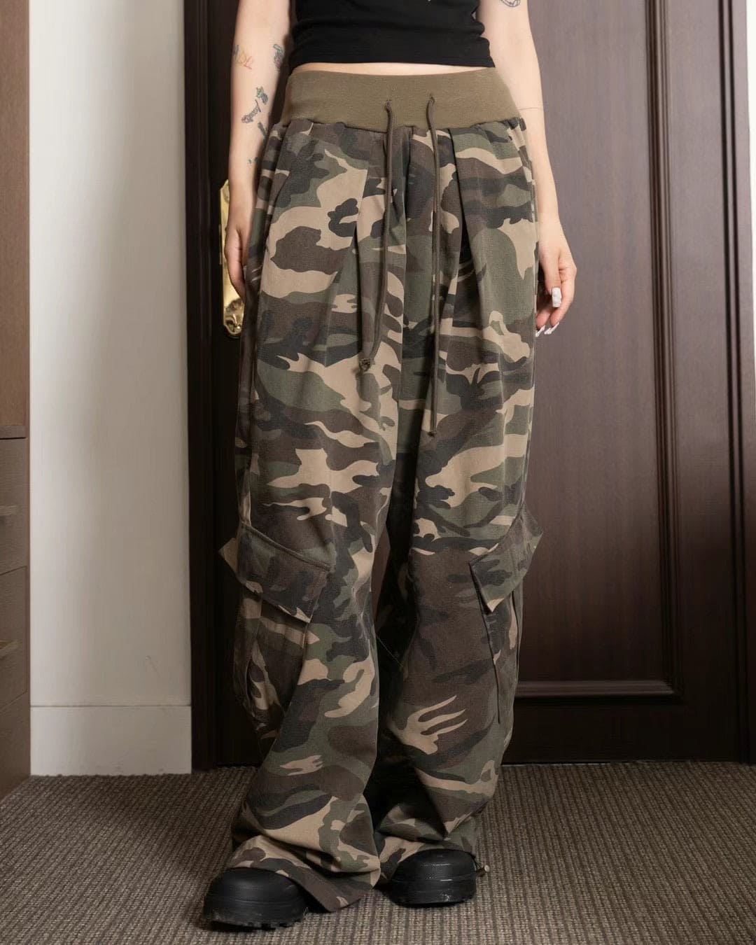 【🧙🏻‍♂️KARINA's Style】Camouflage Wide Banding Pants 