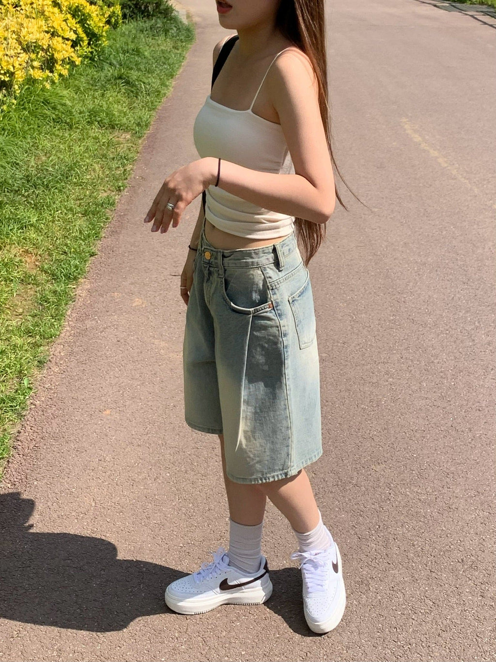 [Lazy Style] Balloon Denim Half Pants