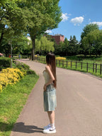 [Lazy Style] Balloon Denim Half Pants