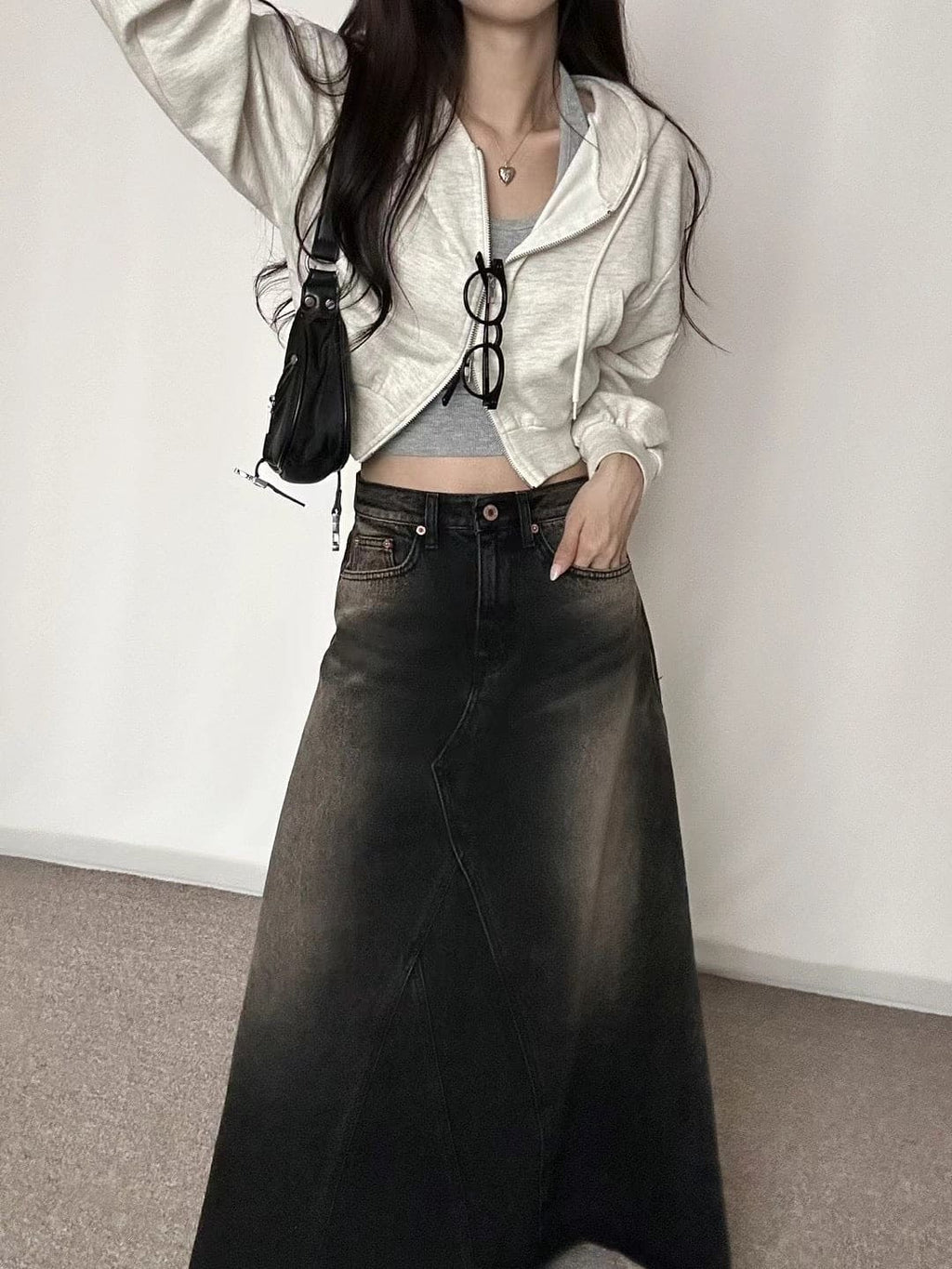 Rocher Maxi Denim Skirt 