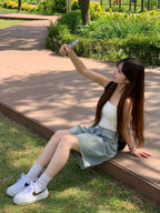 [Lazy Style] Balloon Denim Half Pants