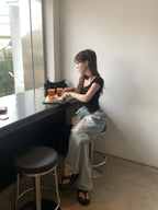 【OOTJ】Damaged Washing Wide Denim 