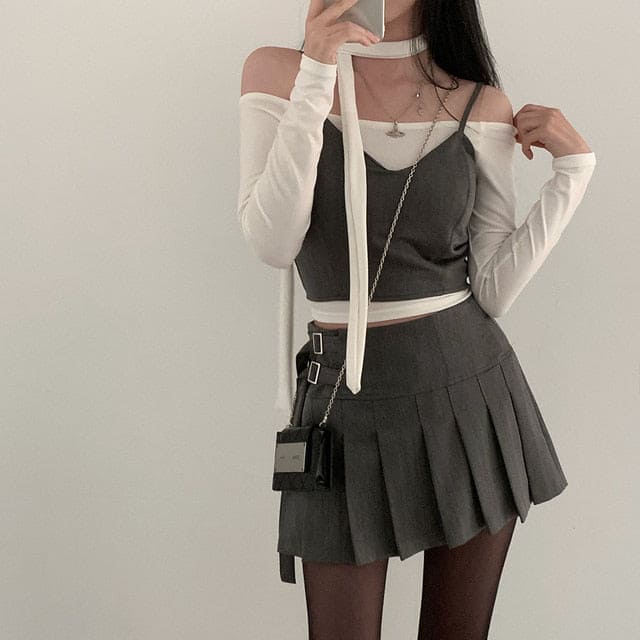 [Savage] Corset + Pleated Skirt Set