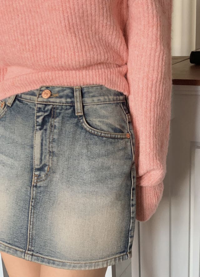 [Korean Hot Item!] Washing Denim Mini Skirt 
