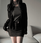 [Y2K Preppy Style] Stripe Layered Cardi Set 