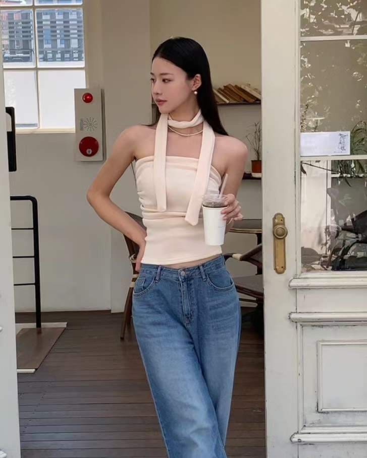 【y2k vibe】Serenity Scarf Top Set