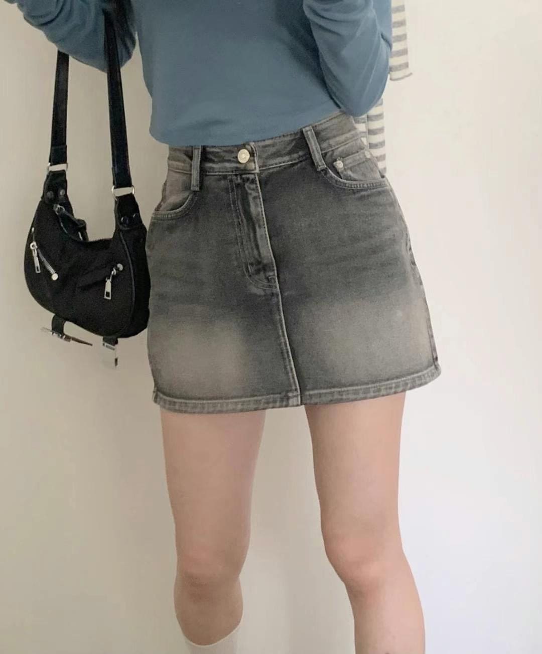 [Korean Hot Item!] Washing Denim Mini Skirt 