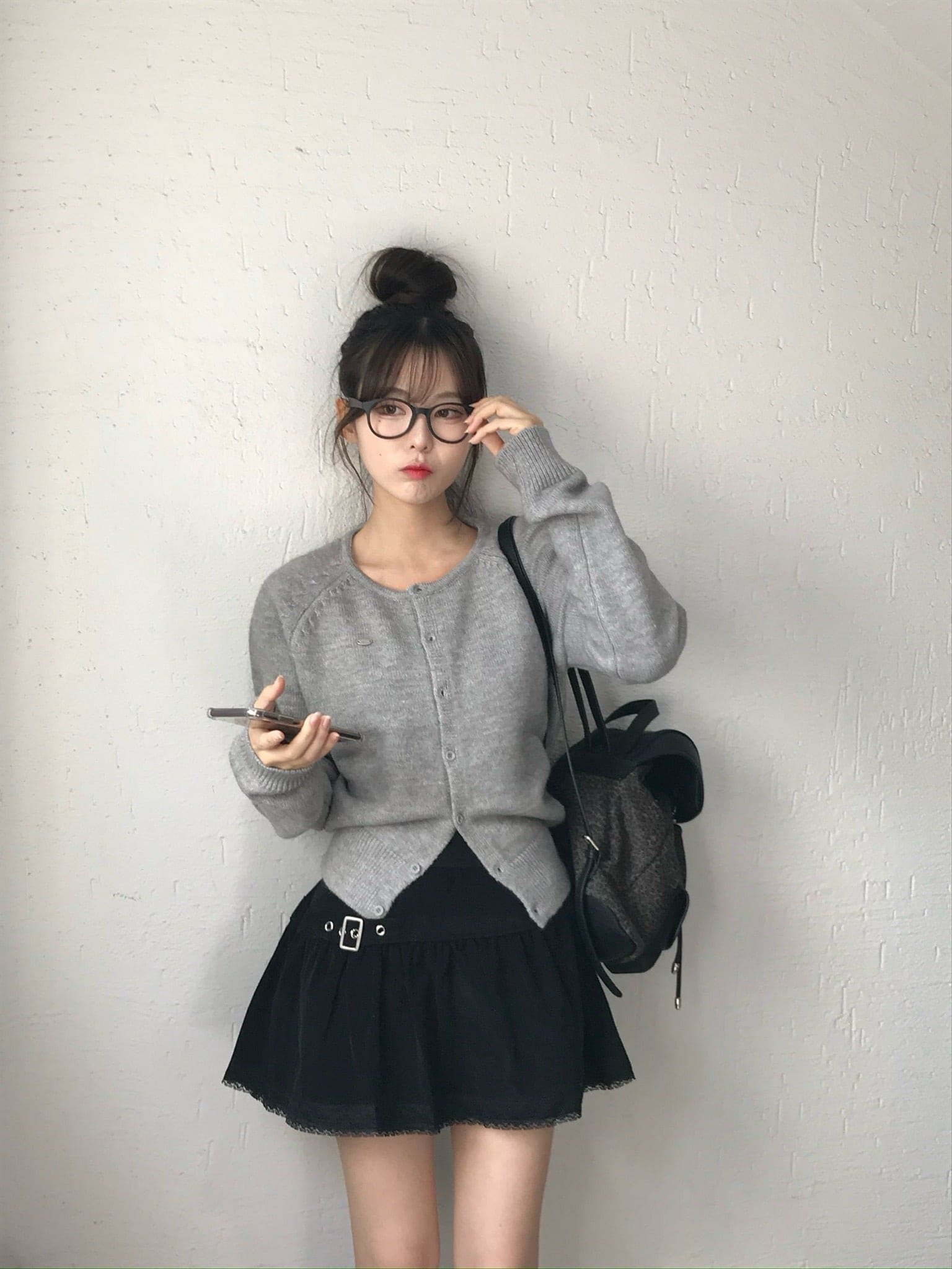 【🤎y2k vibe】Suede Lace Belt Skirt 