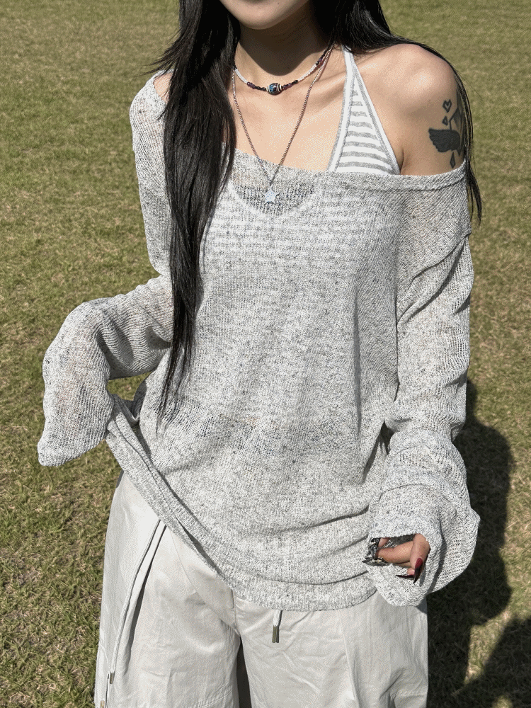 【🩶y2k vibe】Linen Loose Fit Knit 