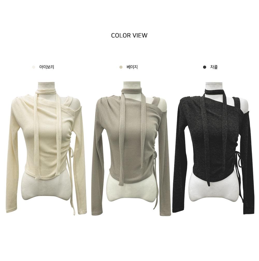 【ONNI Elegance】Shirring Ribbon Knit Set 