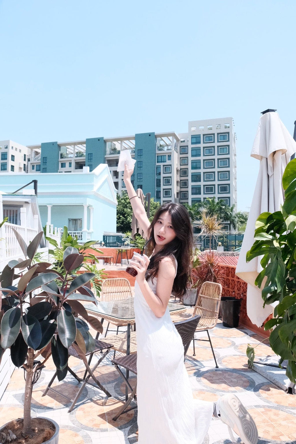 Ruffled camisole maxi dress