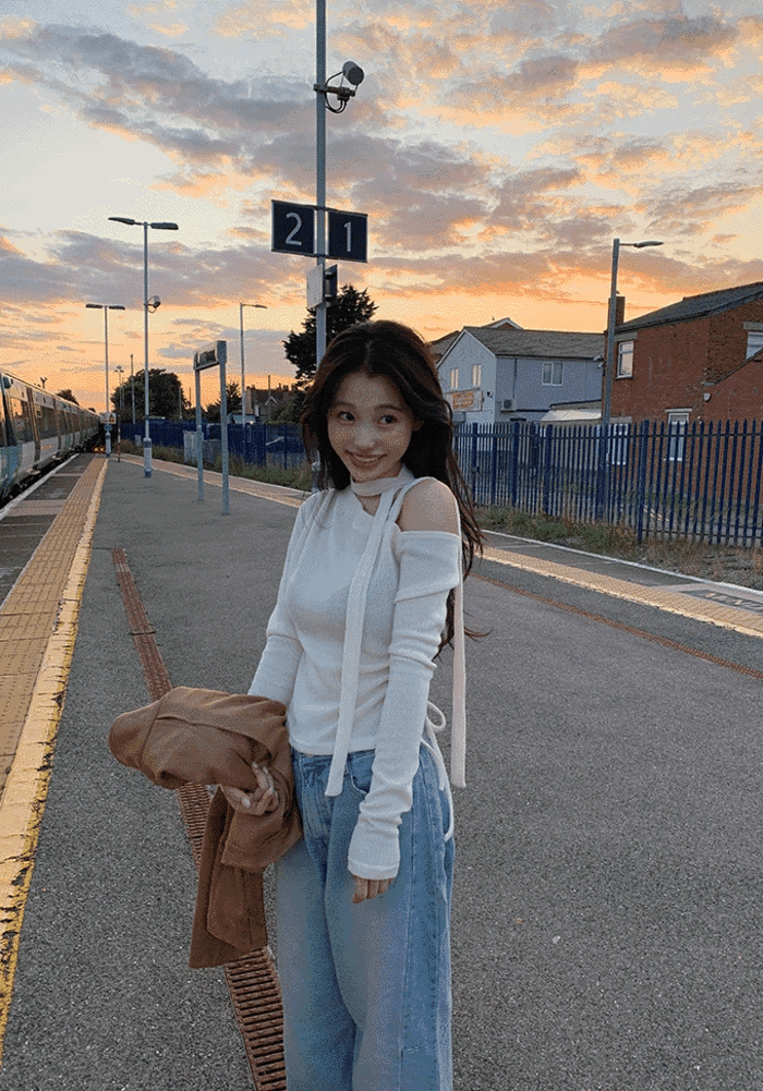 【ONNI Elegance】Shirring Ribbon Knit Set 