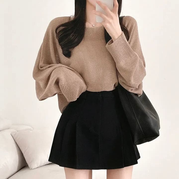 Orders surge! Basic loose-fitting knit long-sleeved shirt