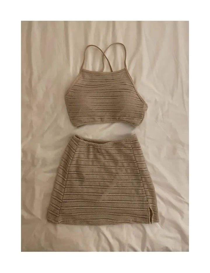 【Elegant and Sweet】Crochet Skirt Bikini 