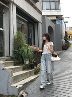 【OOTJ】Damaged Washing Wide Denim 