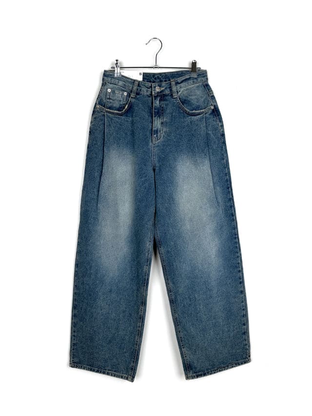 [Lazy Style] Pintuck Balloon Wide Denim
