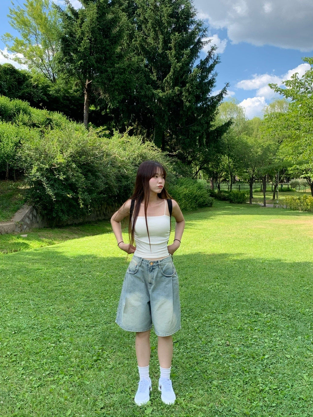 [Lazy Style] Balloon Denim Half Pants