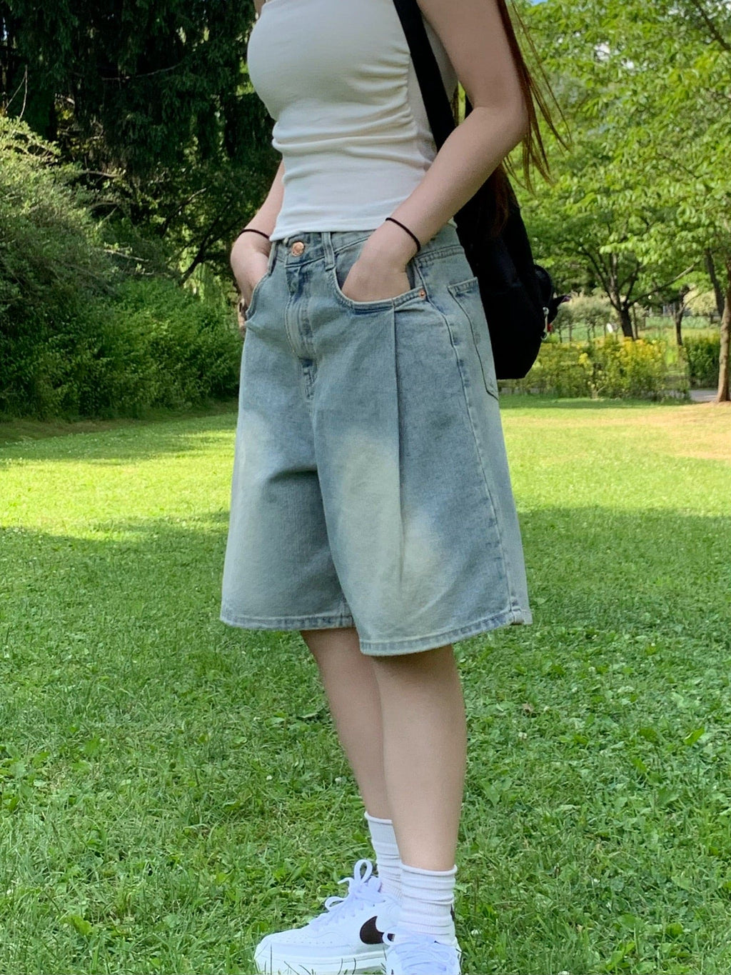 [Lazy Style] Balloon Denim Half Pants