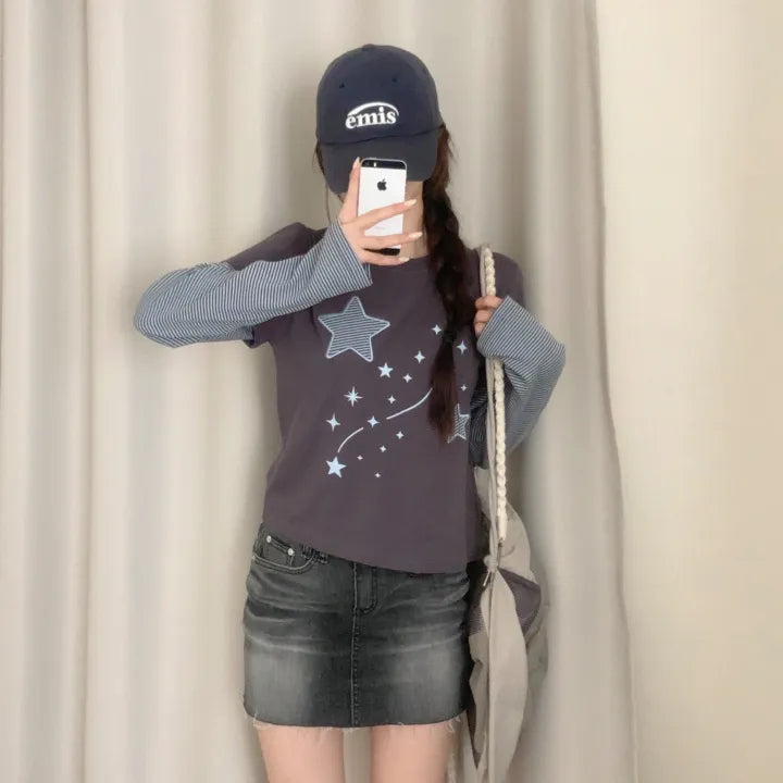 【層疊穿搭】Layered Star Patch Tee