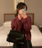 【🍷Christmas &amp; New Year PICK】Double-button collar cable knit top