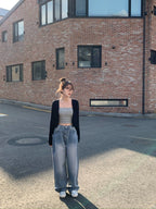 [Lazy Style] Pintuck Balloon Wide Denim