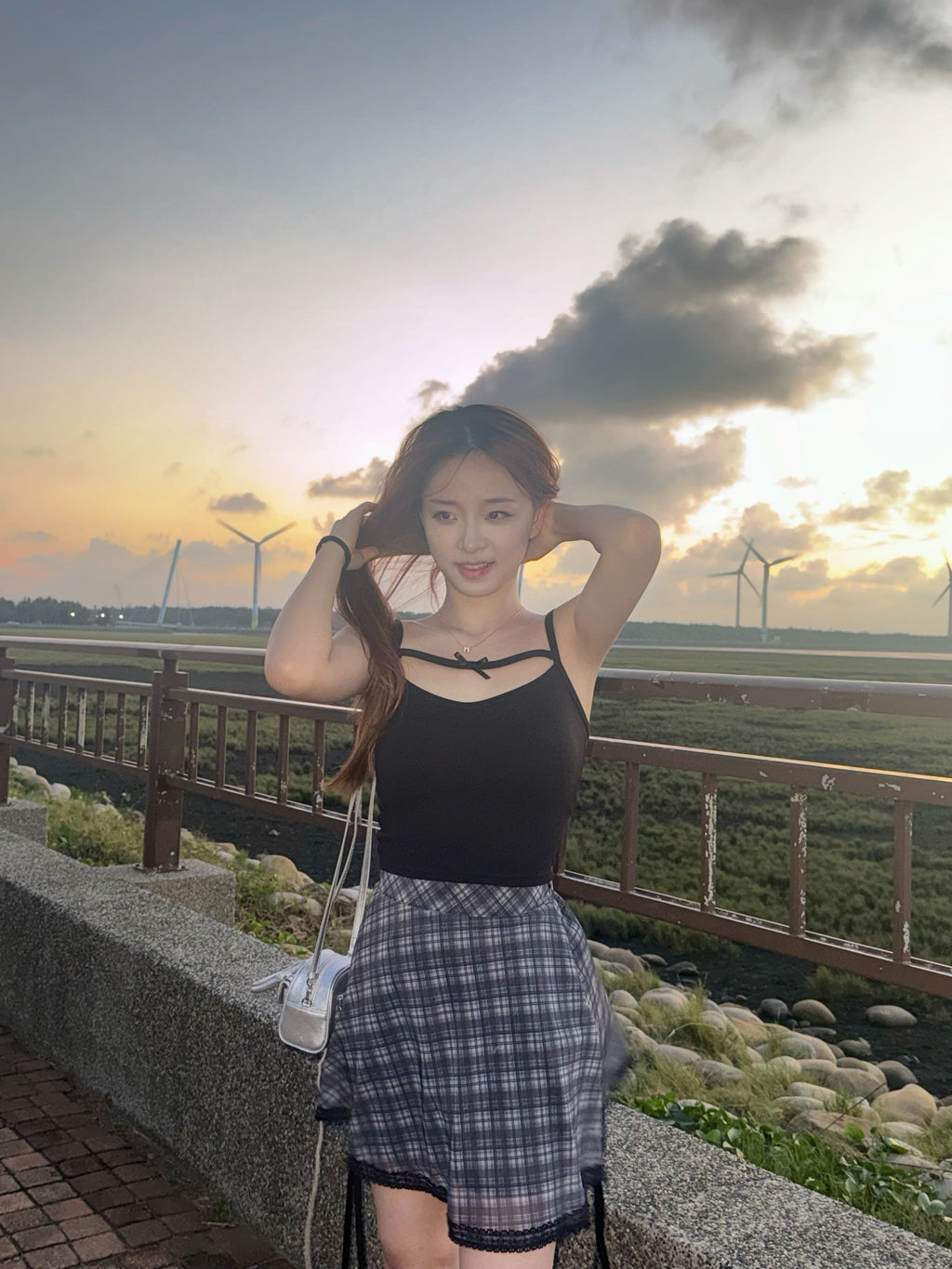 [Sweet and Salty] Chiffon Checked Mini Skirt 