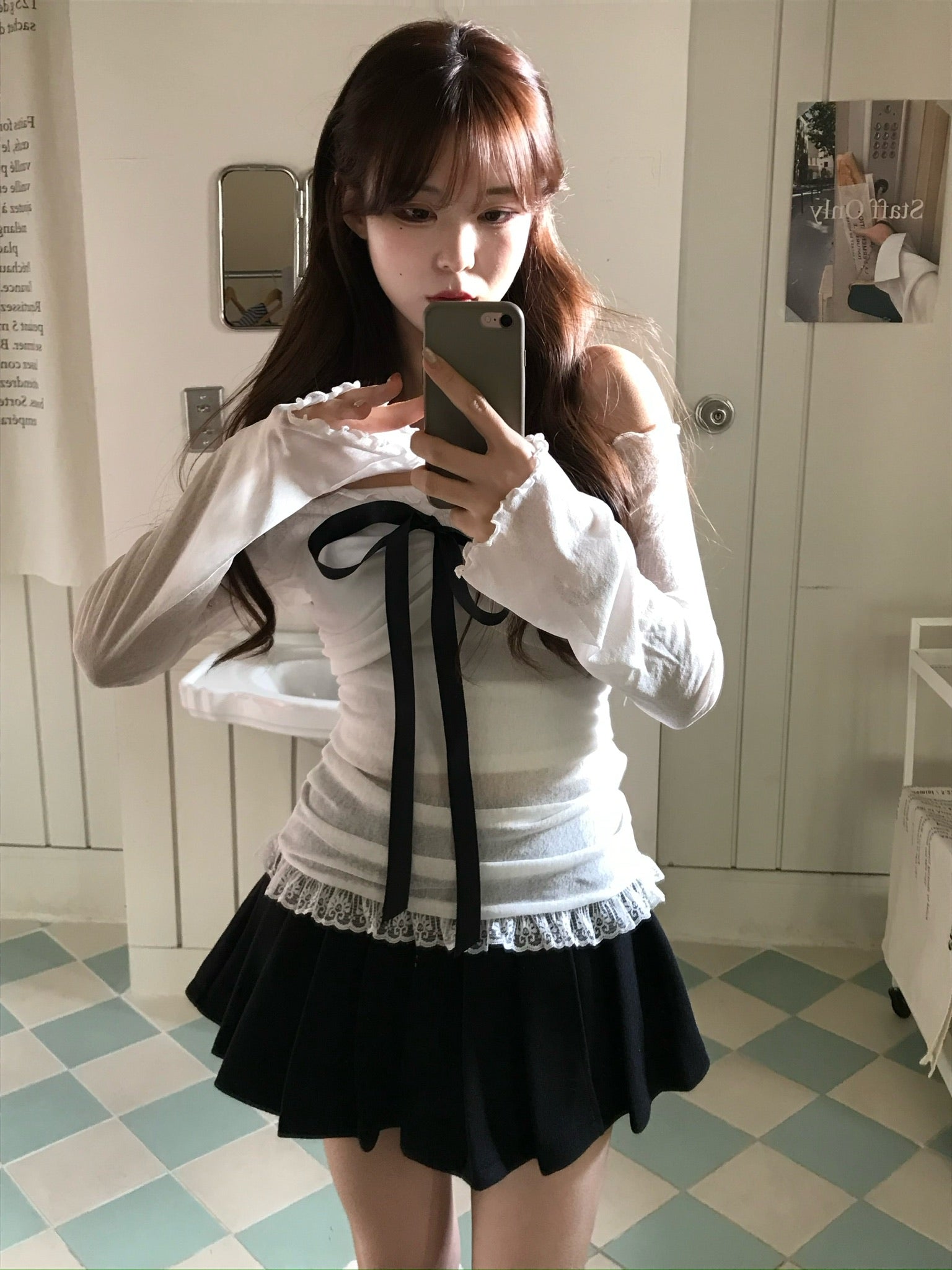 【🩶約會Pick】Ribbon Rose Top
