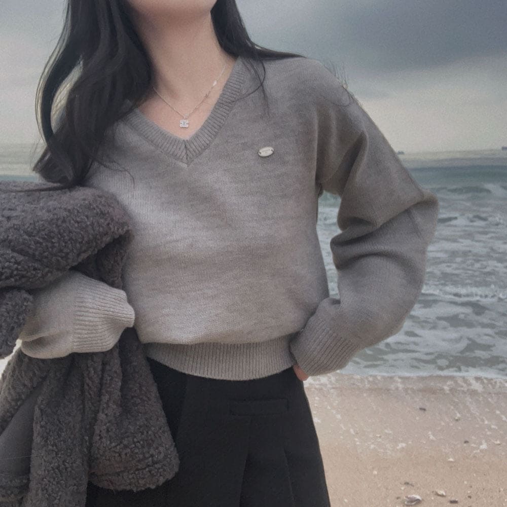 【🌷New Spring Arrivals】Label V-Neck Knit 