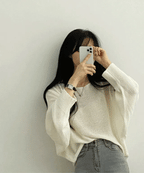 Orders surge! Basic loose-fitting knit long-sleeved shirt