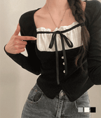 【🖤Trending Y2K】Ribbon Slit Top