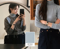 Korean-style MADE! Soft, fitted, brushed fleece turtleneck tee