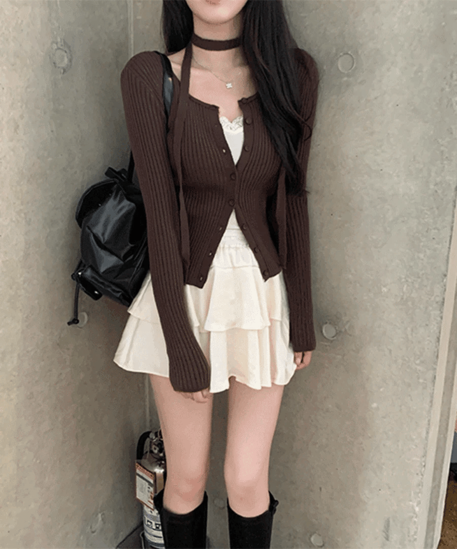 【🐰Christmas &amp; New Year Pick】Choker Neck Slim Cardigan 