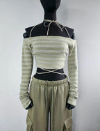 【🩶Korean Style Sexy】Ribbon Strap Off Shoulder Top 