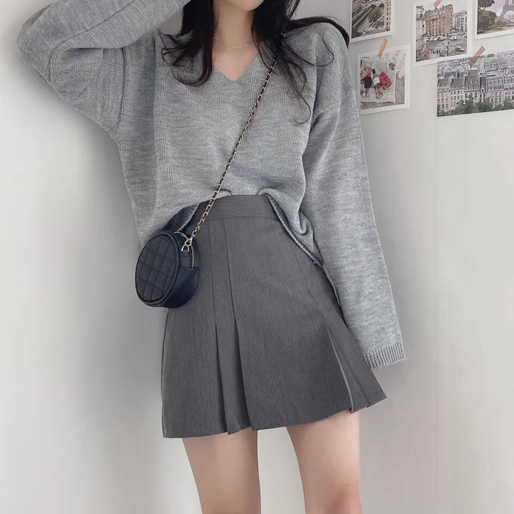 Preppy style pleated skirt and pants