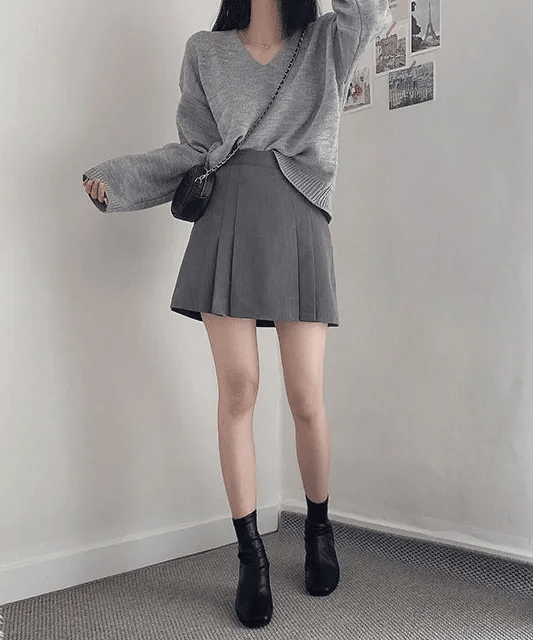 Preppy style pleated skirt and pants