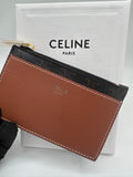 (In Stock) Celine TRIOMPHE Canvas and Lambskin Zipper Card Holder