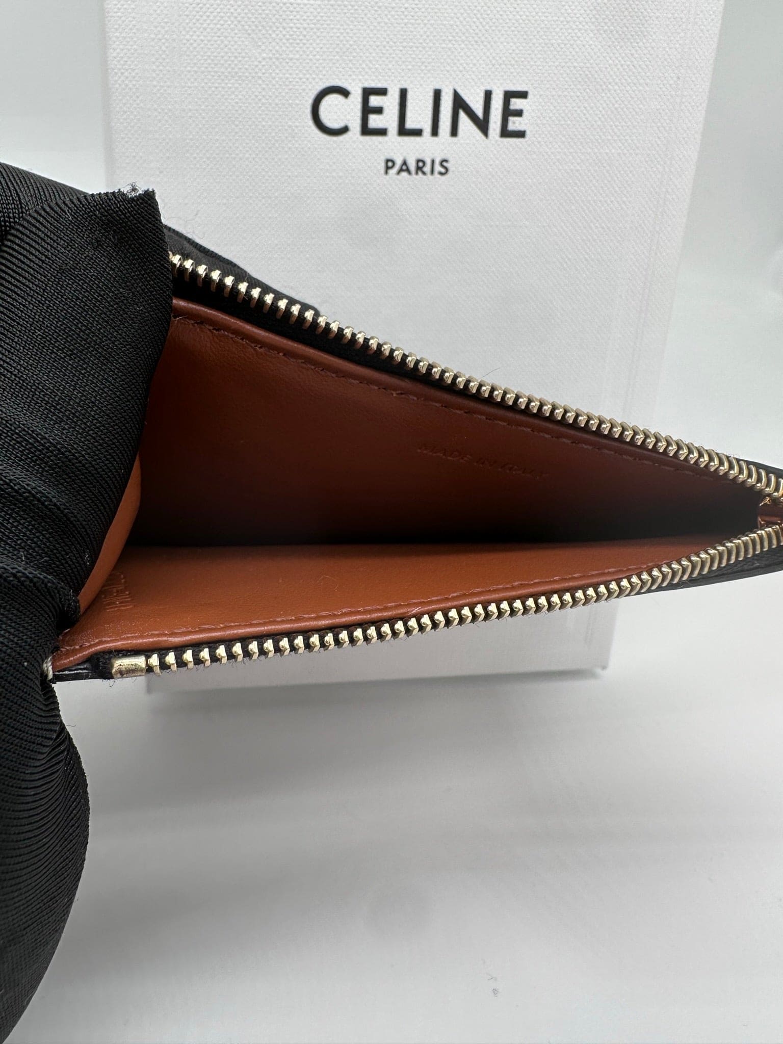(In Stock) Celine TRIOMPHE Canvas and Lambskin Zipper Card Holder