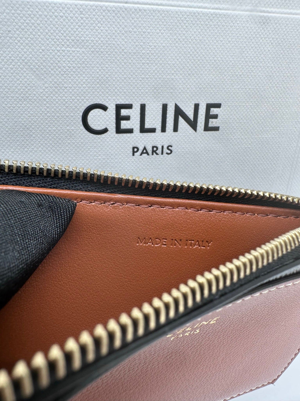 (In Stock) Celine TRIOMPHE Canvas and Lambskin Zipper Card Holder