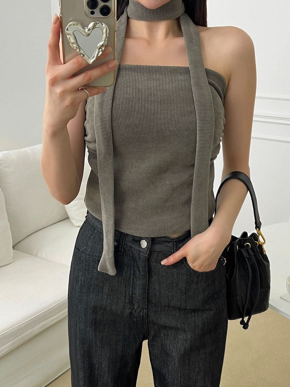 【y2k vibe】Serenity Scarf Top Set