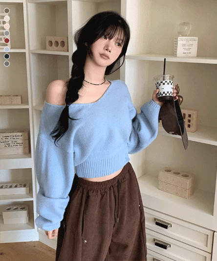 [Fashion Item] Balloon Slim Waist Knit 