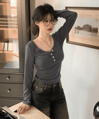 【🗝️Daily Item】Button Stripe Tee 