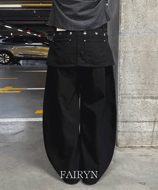 Studded Wide Fit Skirt Pants