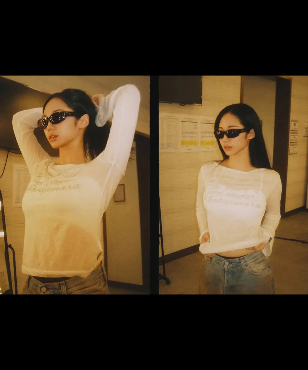 【🤍Same as JENNIE】LETTERING SHEER LONG SLEEVE 