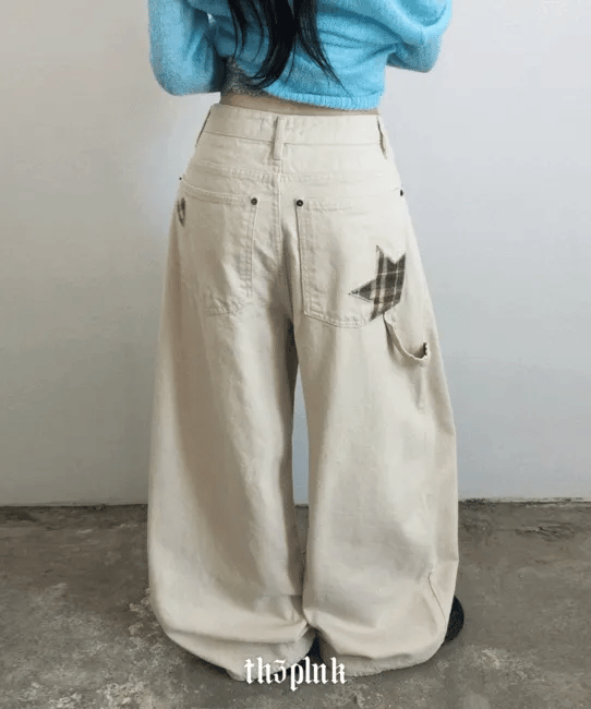 【獨特星褲】Star Patch Wide Pants