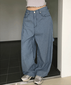 【彎刀神褲】Stripe Summer Wide Jeans
